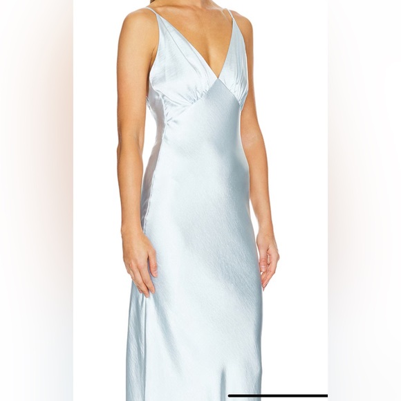 Revolve Whimsical Sky Blue Maxi Dress SzL,silk/satin Like,heavy Fancy Gown,Alani - Picture 5 of 11